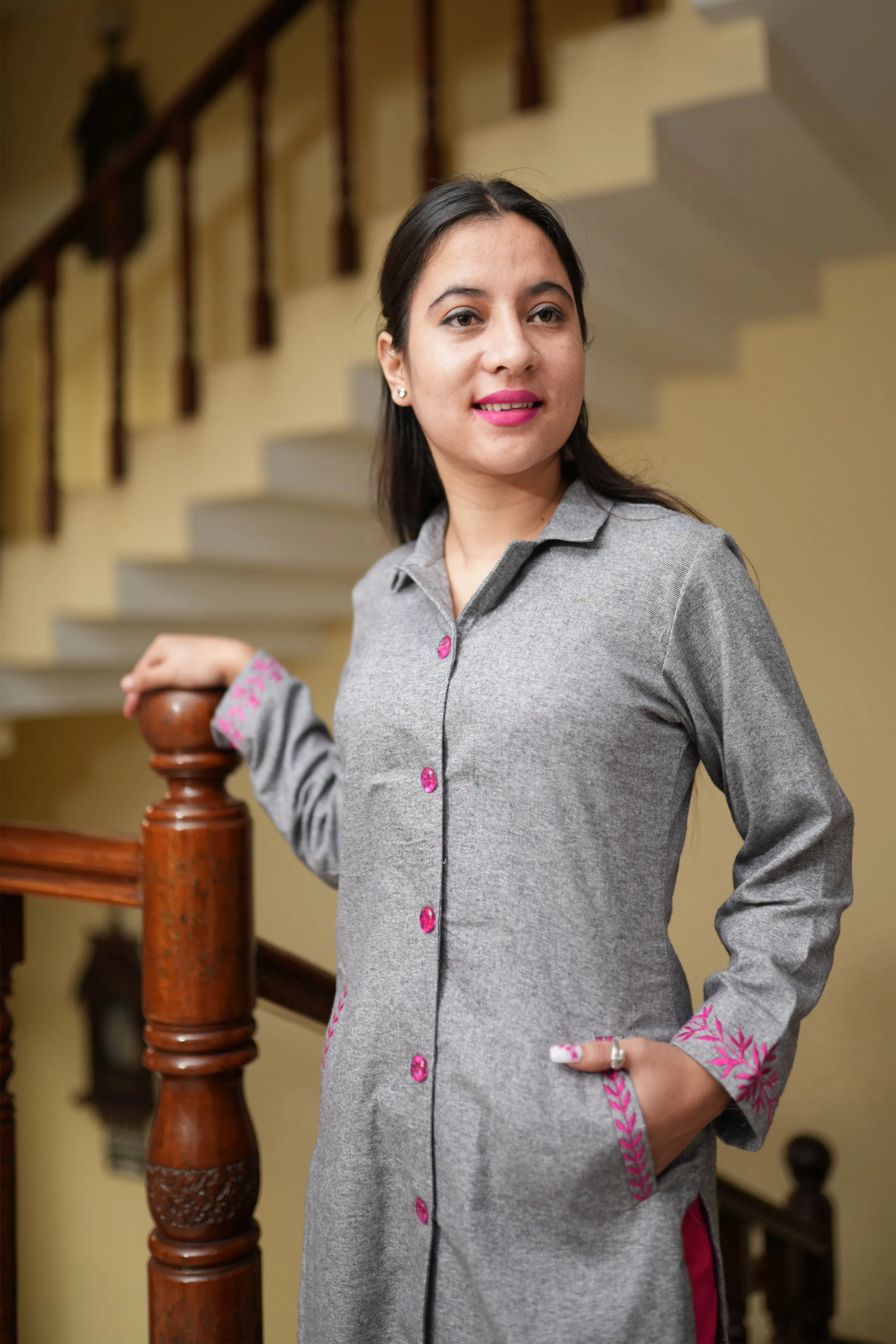 Cozy Charcoal Woollen Kurta