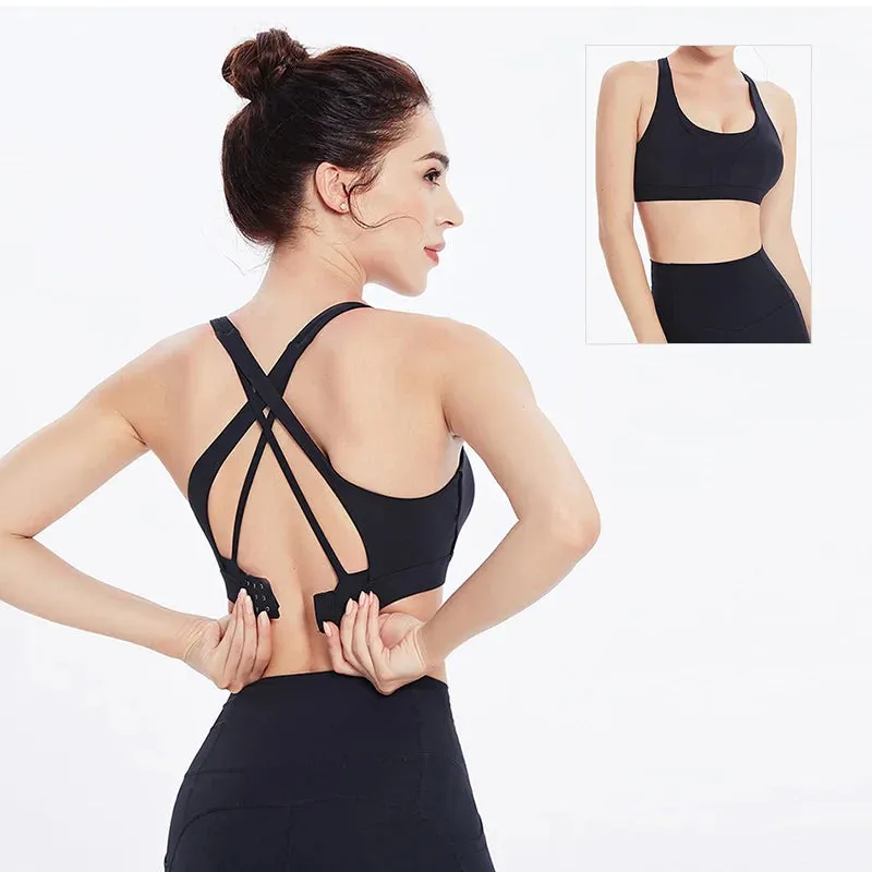 Cross Yoga Push Up Shockproof Fitness Gym Crop Tops Women Sports Bra