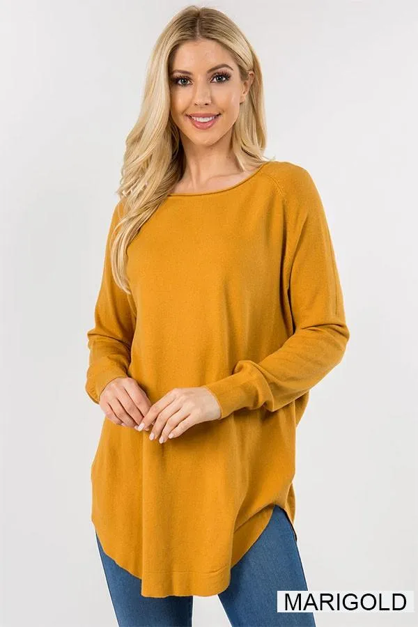 Curved Hem Sweater