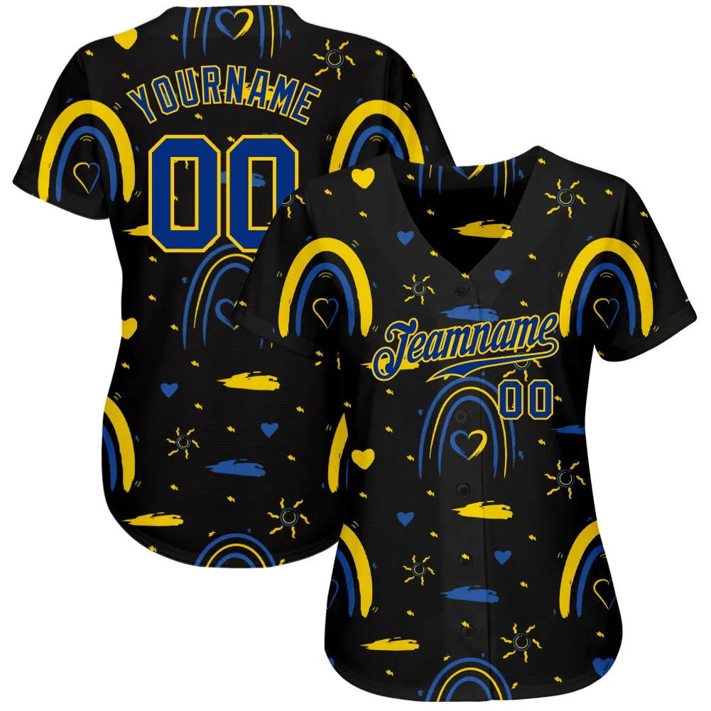 Custom 3D Pattern Design Ukrainian Flag Colors Glory To Ukraine Authentic Baseball Jersey