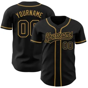 Custom Black Black-Old Gold Authentic Baseball Jersey