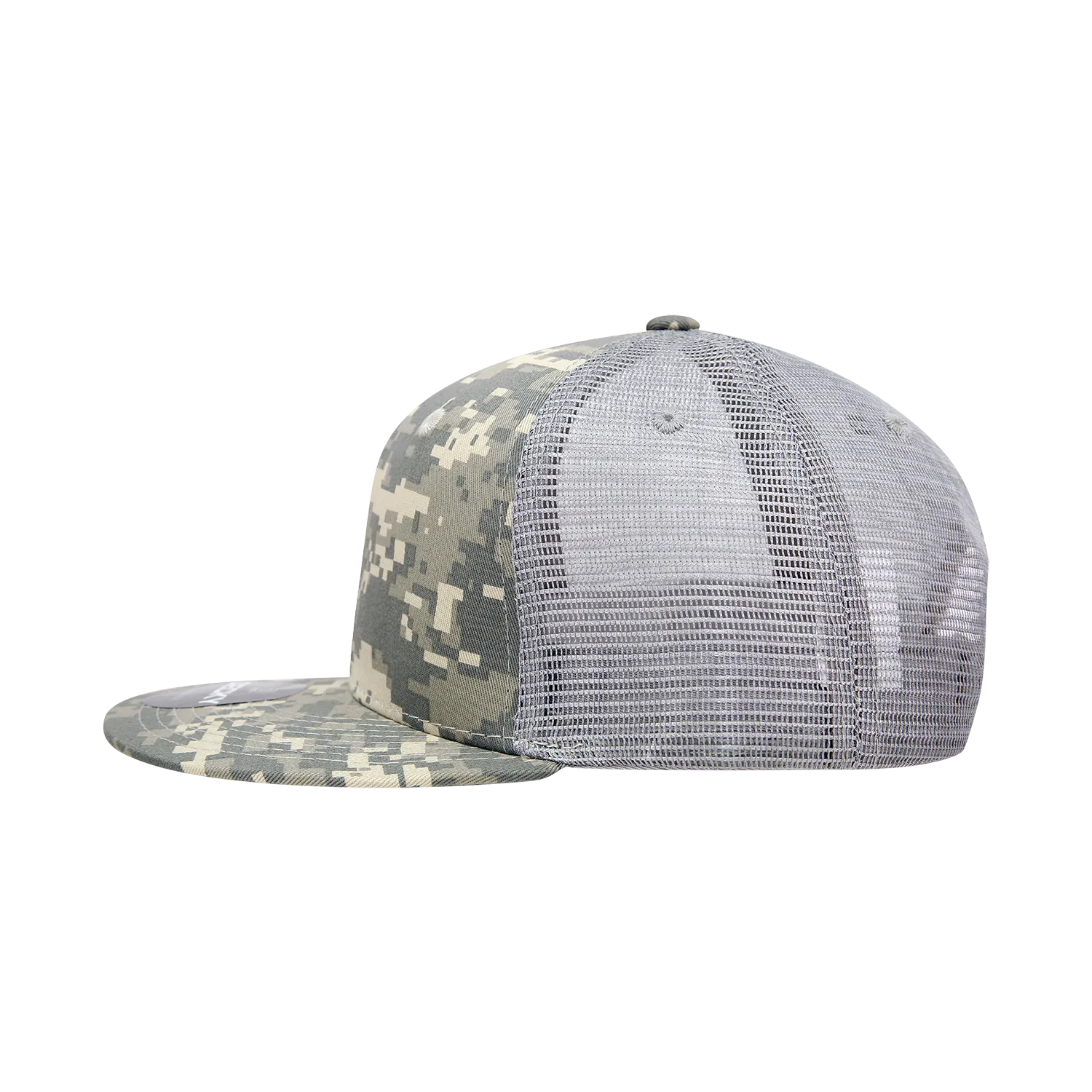 Decky 1055 Camo Flat Bill Trucker Hat, Camouflage 6 Panel Trucker Cap