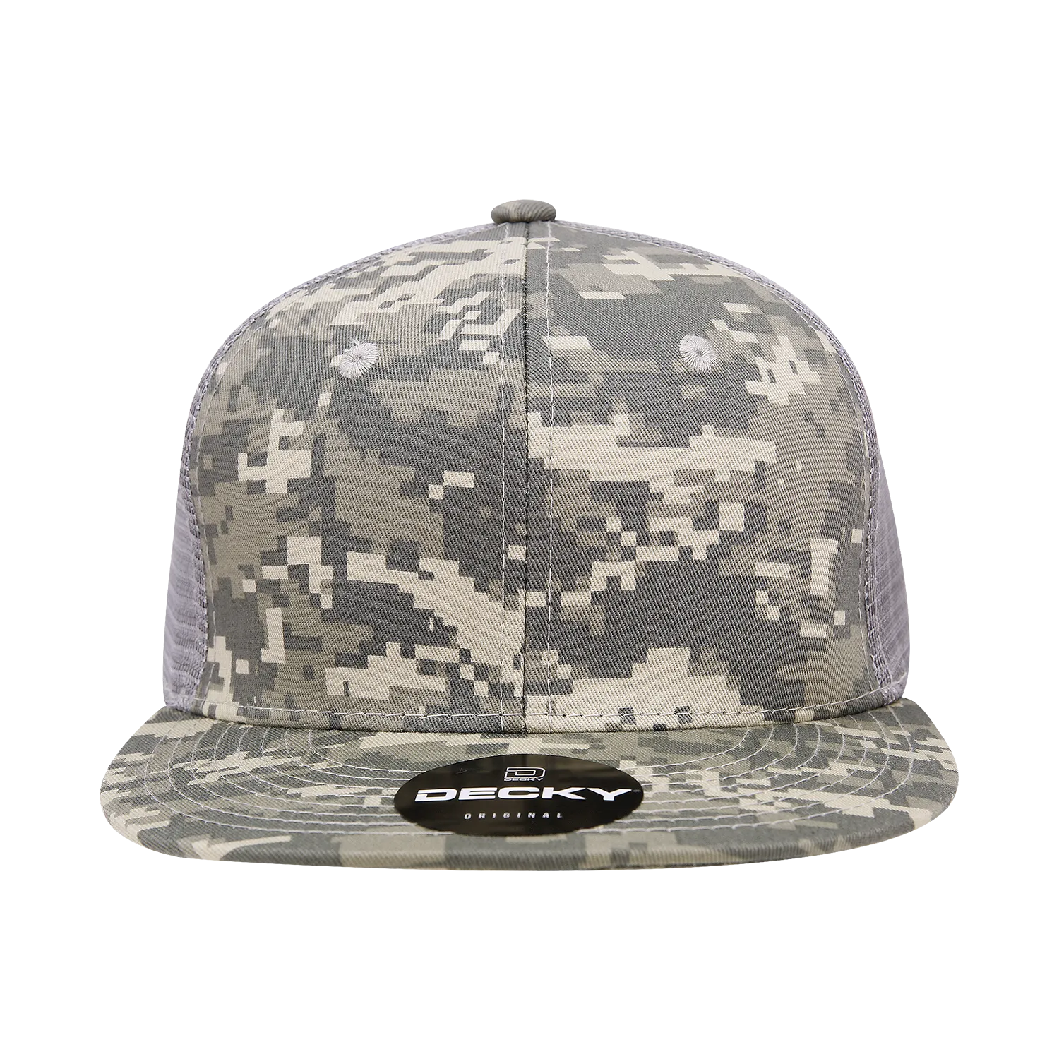 Decky 1055 Camo Flat Bill Trucker Hat, Camouflage 6 Panel Trucker Cap