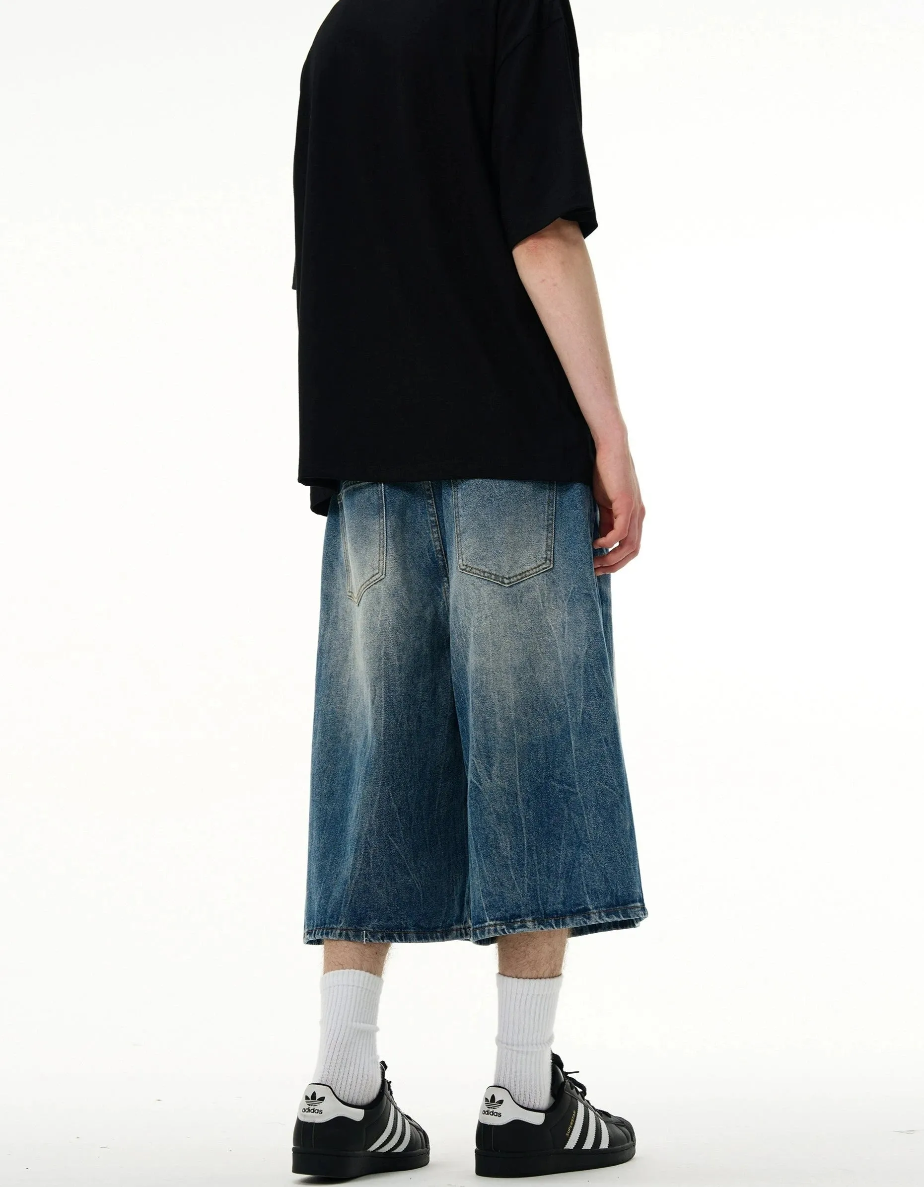 Denim Bermuda Shorts with Faded Wash