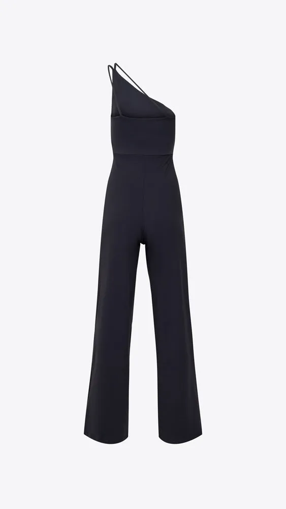 Double String One Shoulder Jumpsuit - Onyx