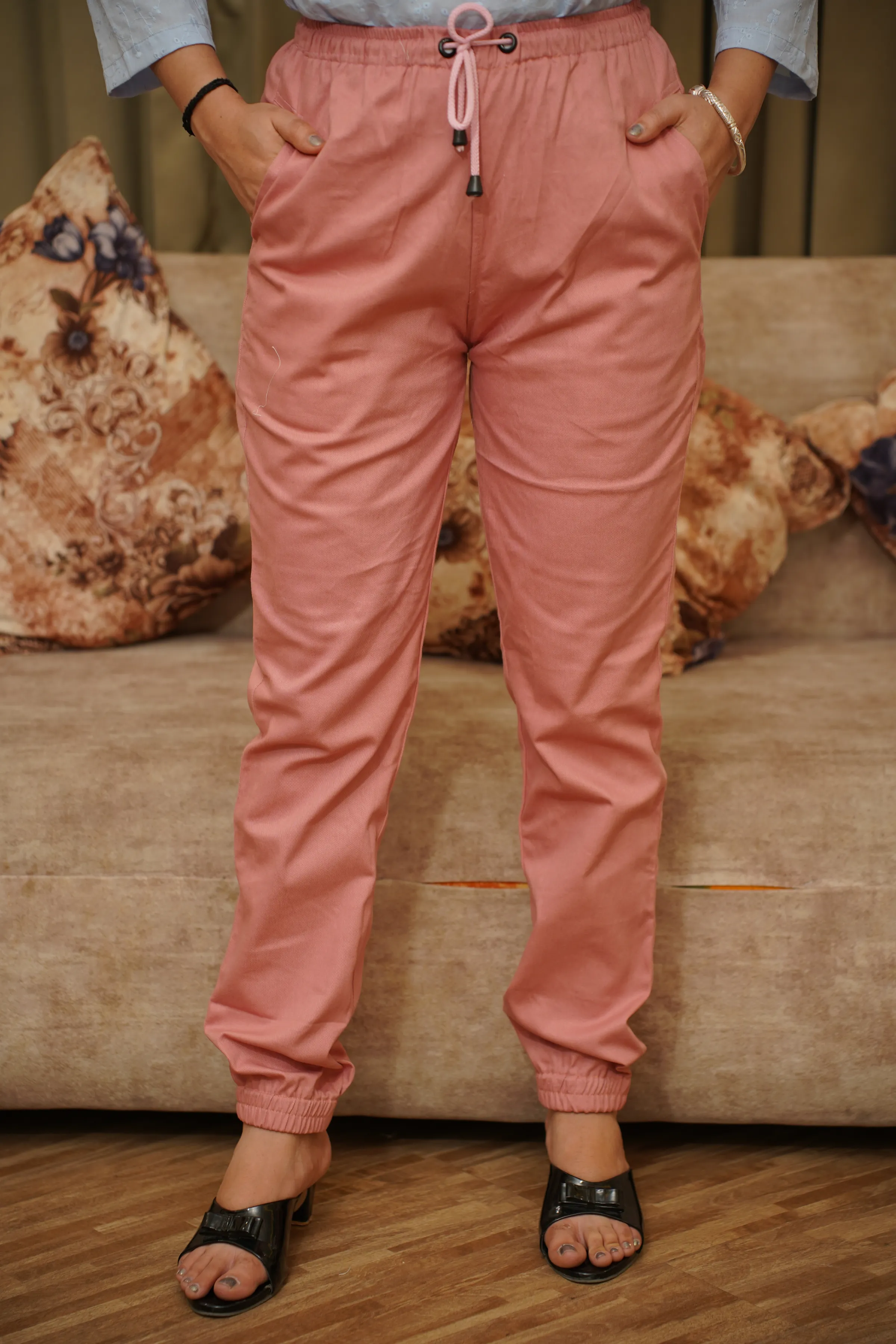 Dusty Rose Cotton Cargo Pants