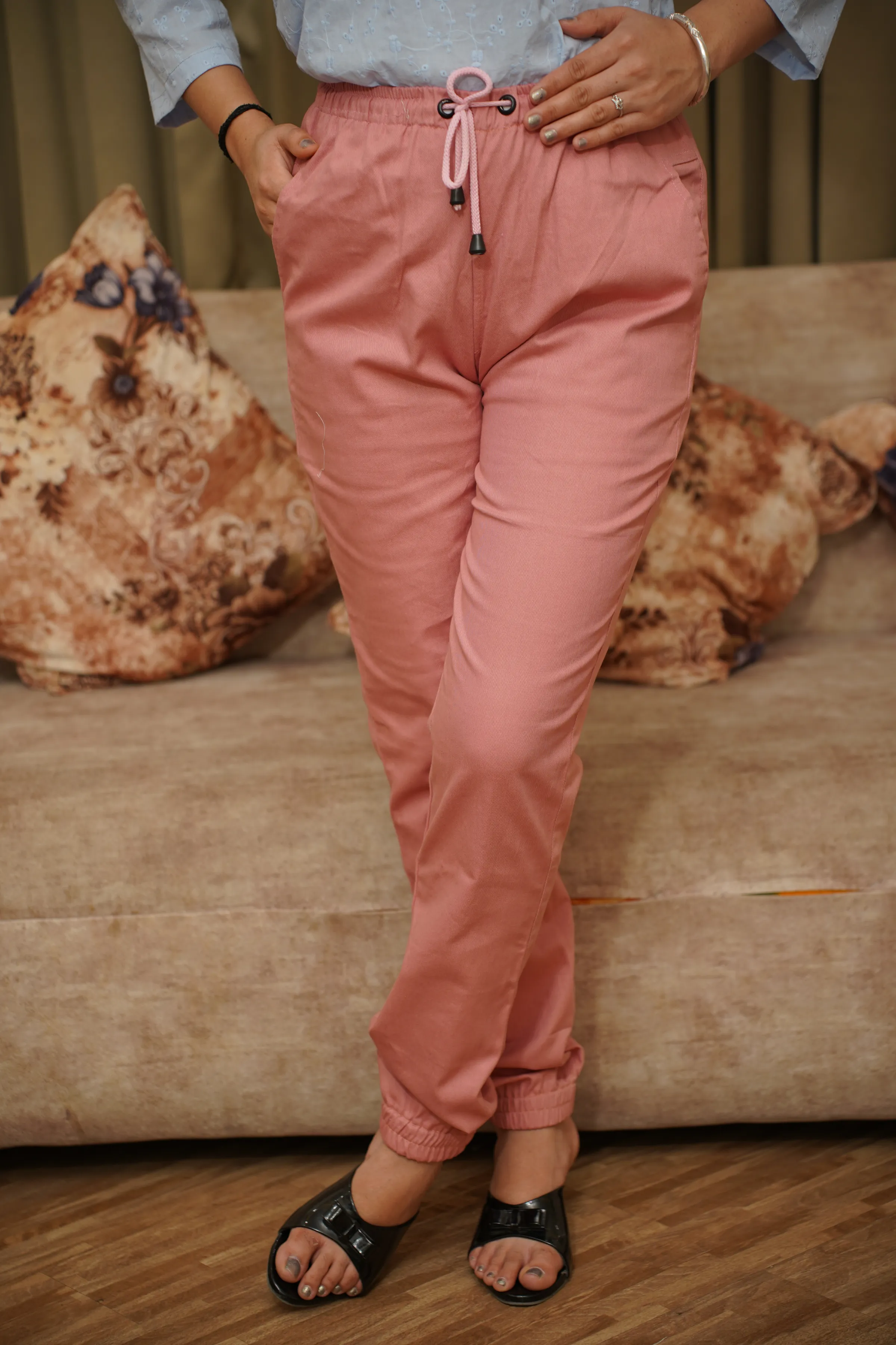 Dusty Rose Cotton Cargo Pants