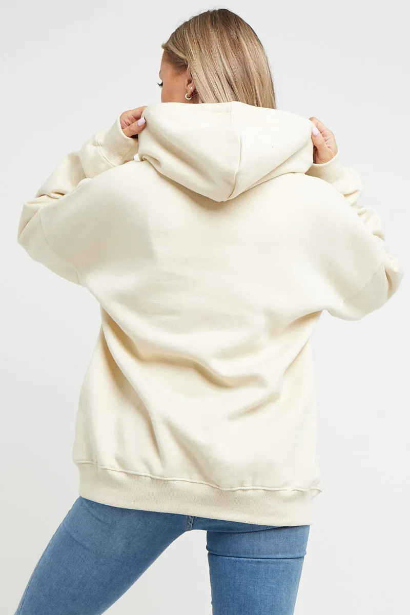 ECRU YOGA SLOGAN OVERSIZED HOODIE