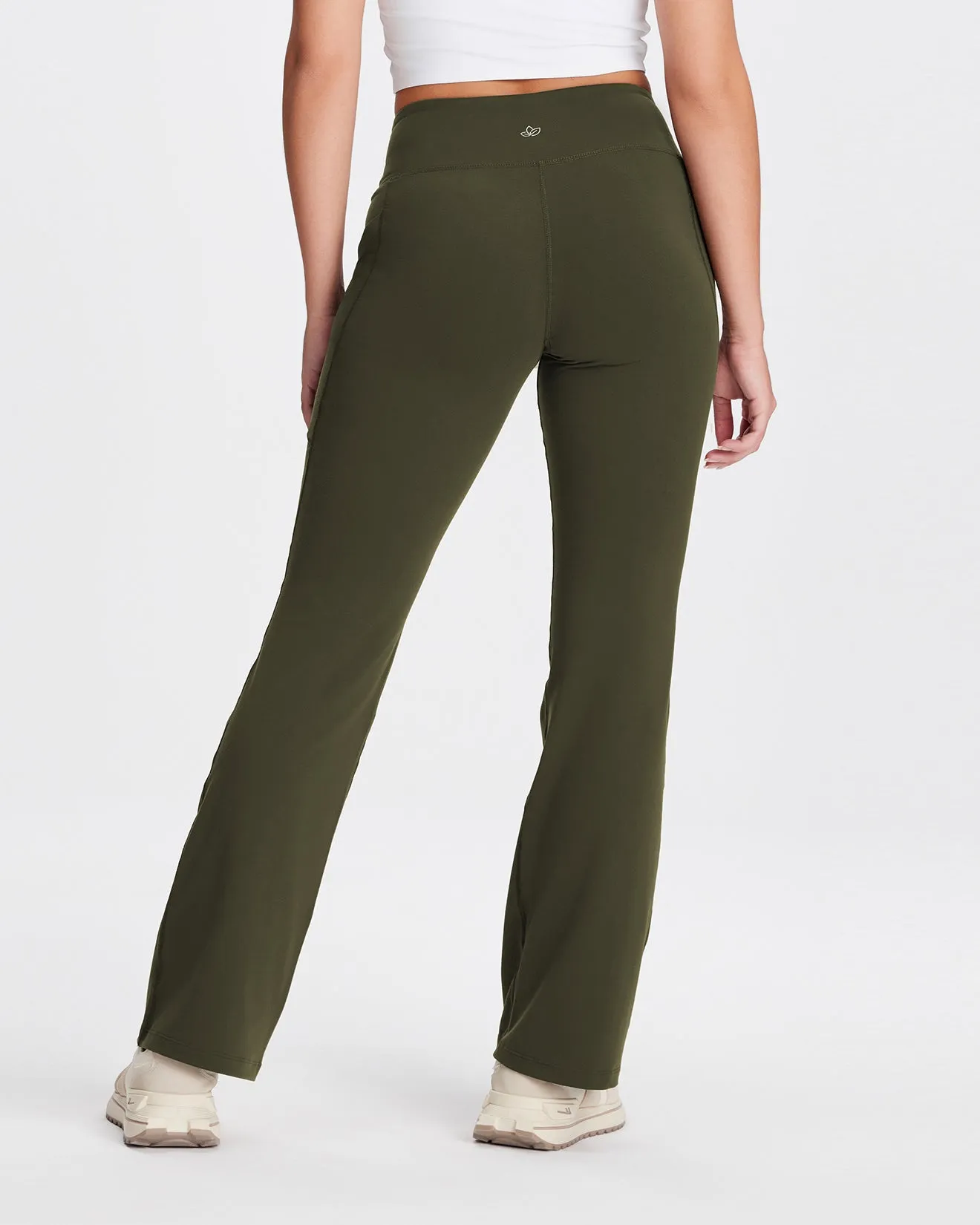 Essential Bootcut Yoga Pants, Side Pockets (Dark Olive)