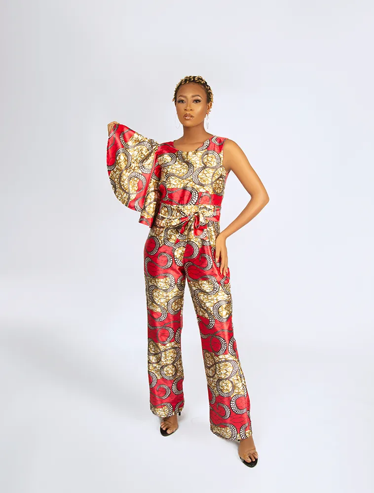 Etnica satin Mbaki jumpsuit