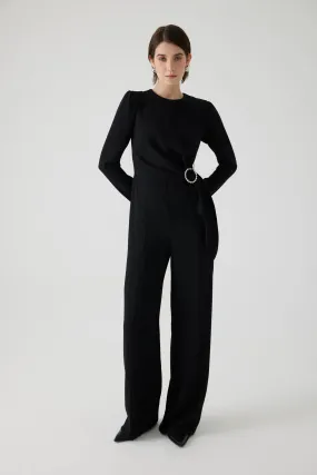 Exquise Anwen Black Scarf Waist Jumpsuit