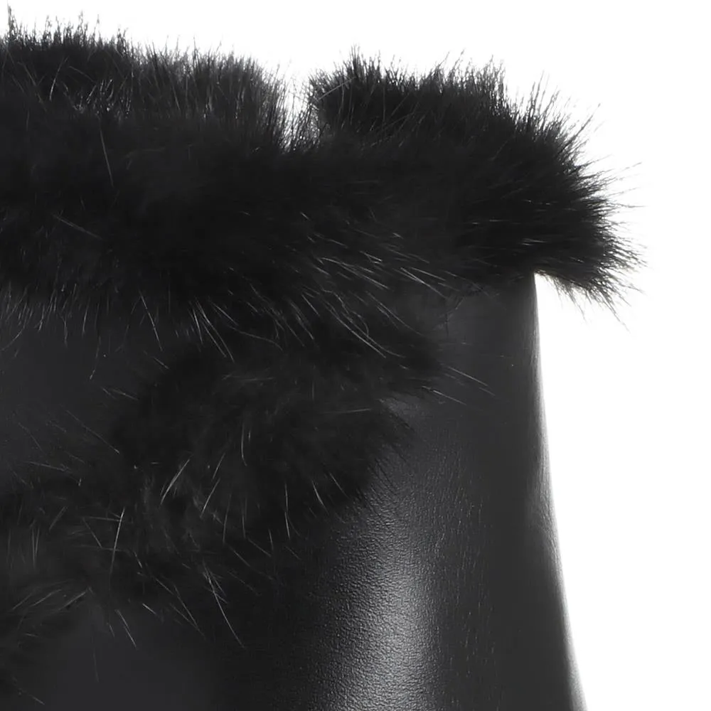 Faux Fur Trimmed Heeled Leather Ankle Boot - GVD30501 / 316 787