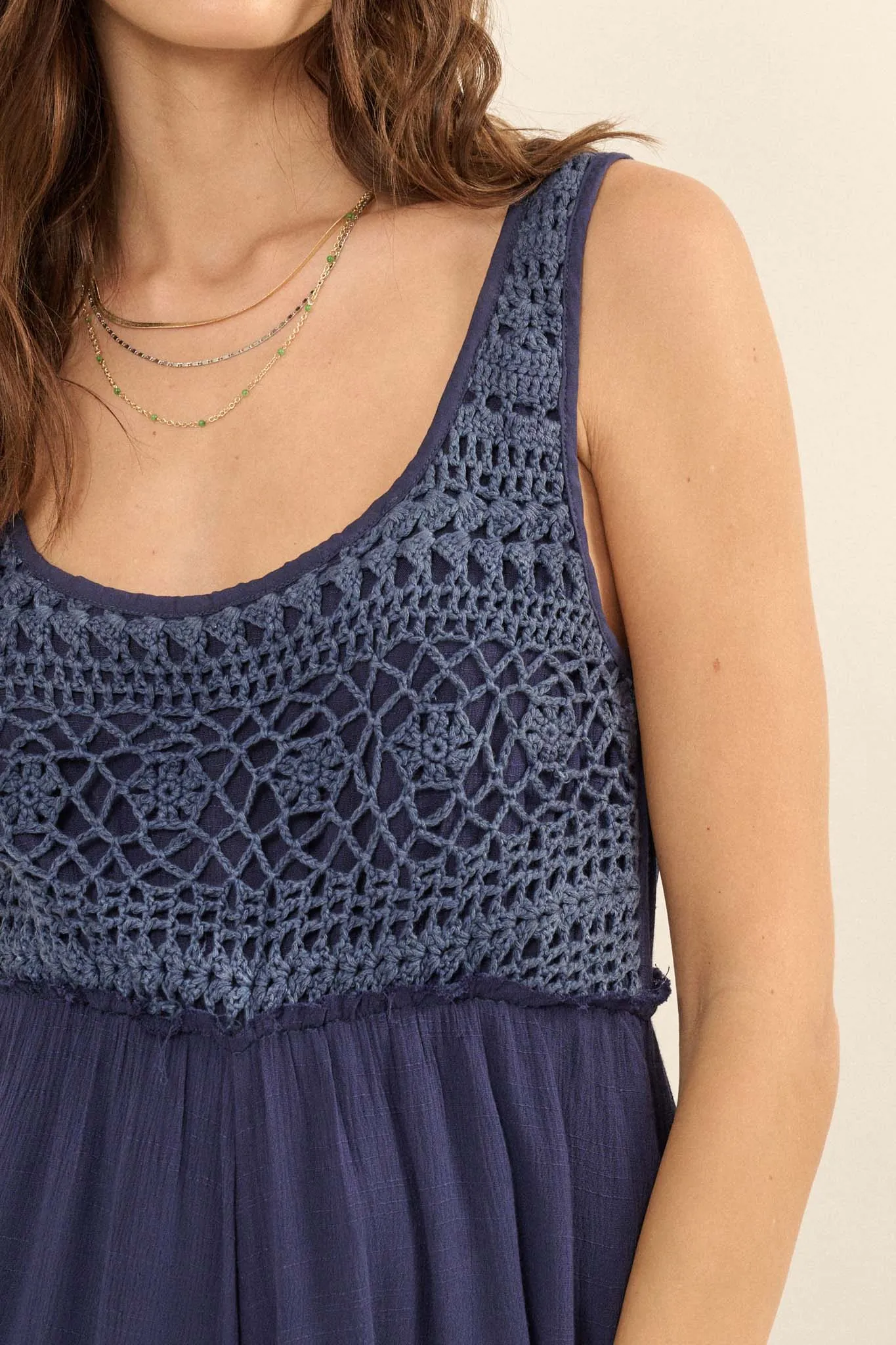 Feeling Fine Crochet Lace Bodice Wide-Leg Jumpsuit