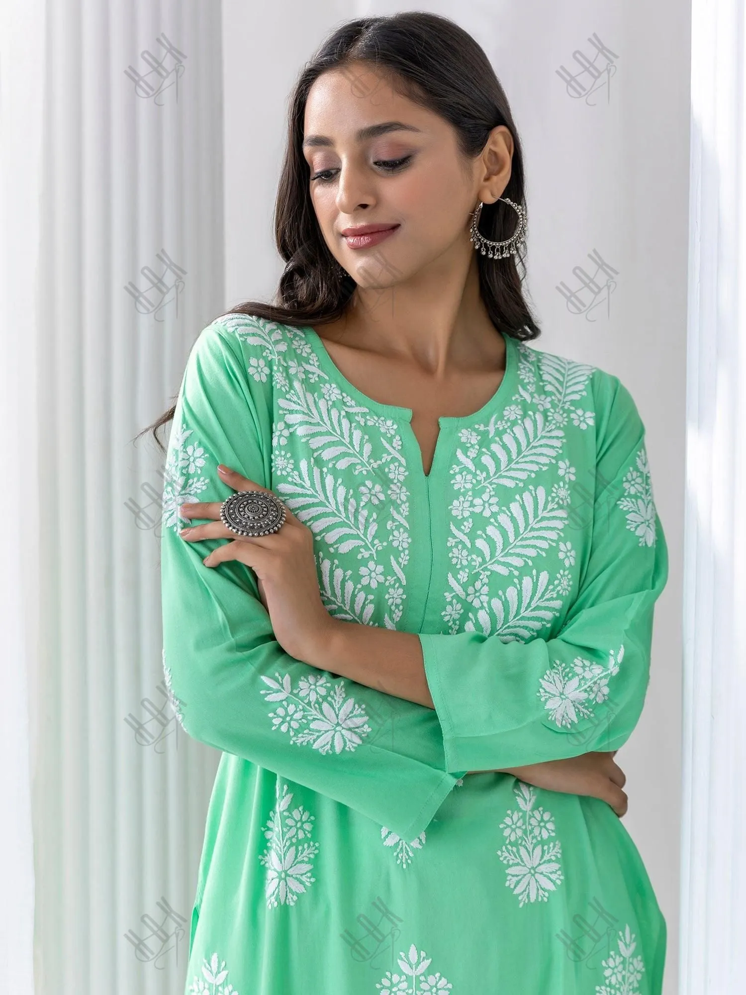 Fizaa chikankari Kurta in Sea Green