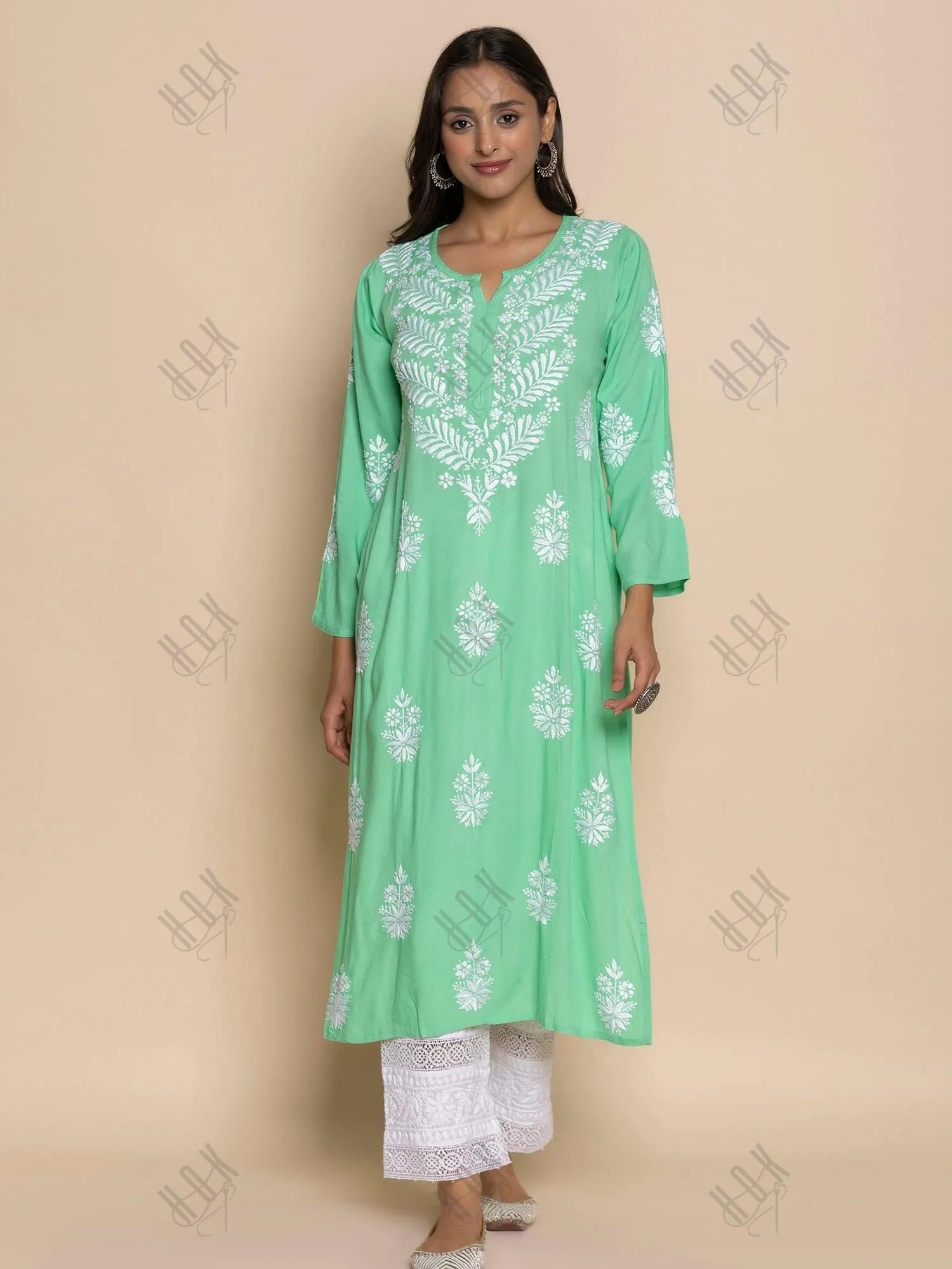 Fizaa chikankari Kurta in Sea Green