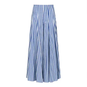 Full Length Wide Leg Pant - Blue   White Stripe