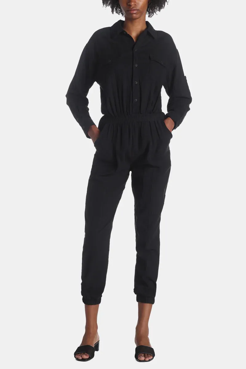 Gauze Washed Jumpsuit | Black