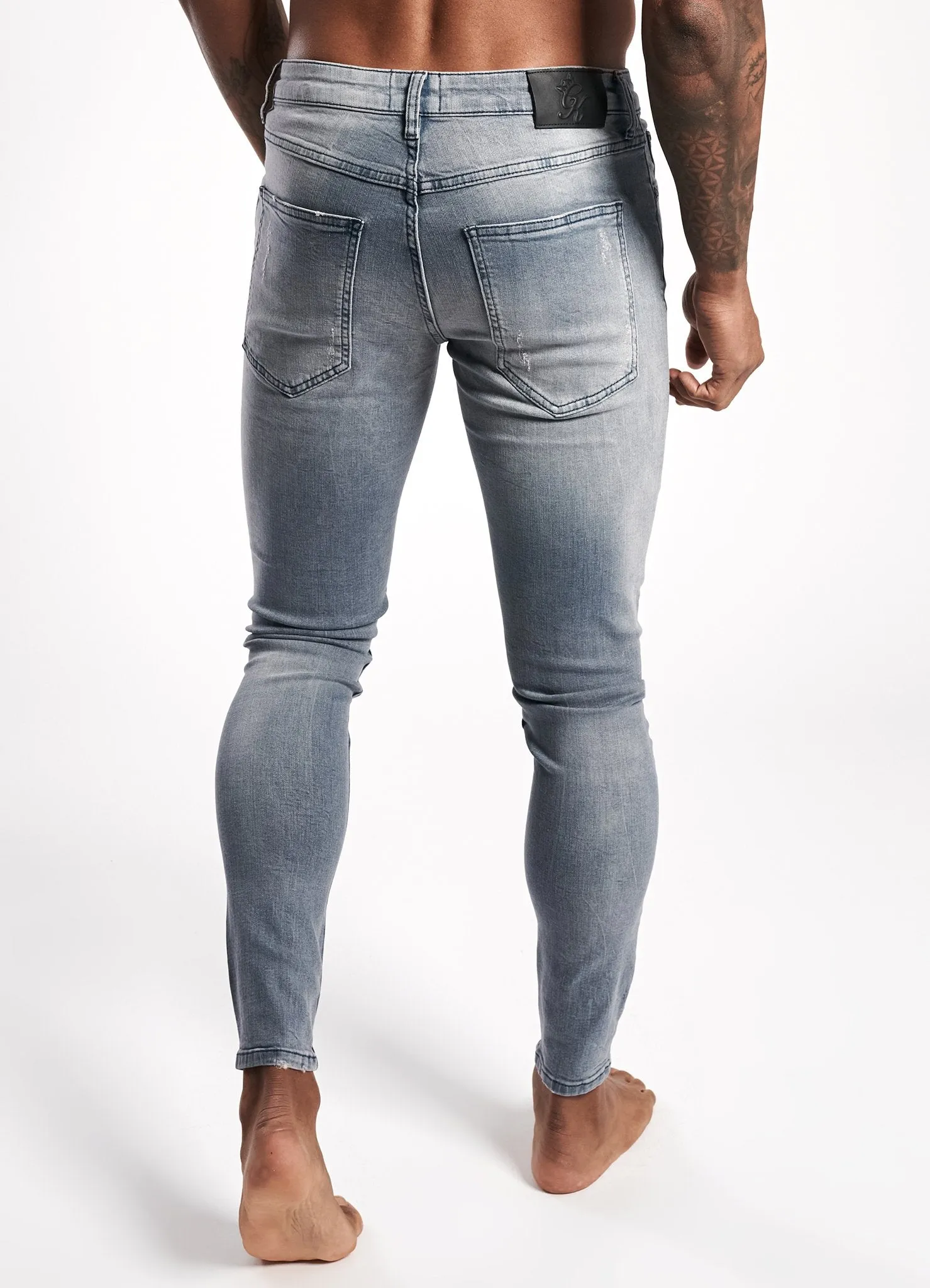 GK Skinny Denim Jean Rip And Repair - Light Wash Blue