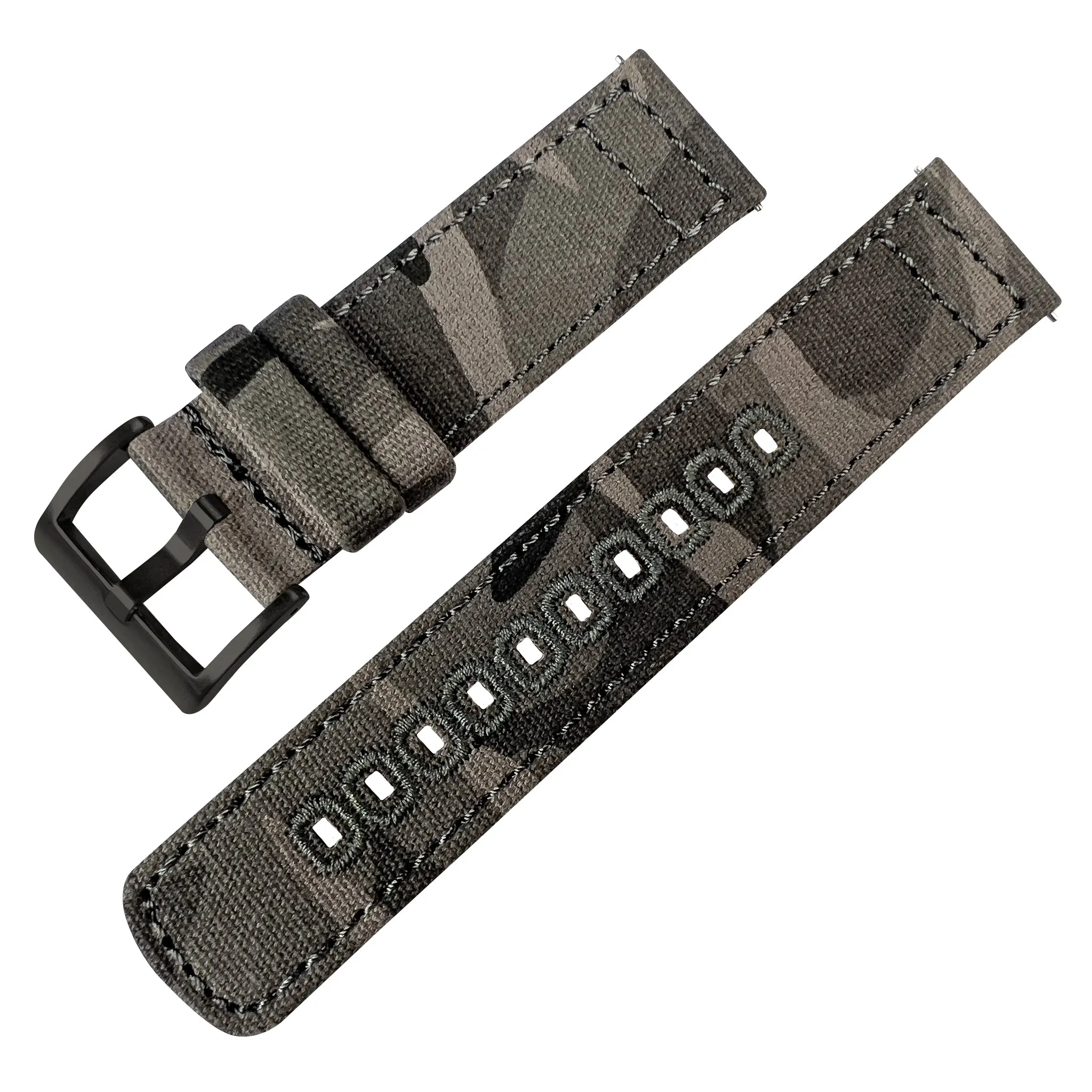 Grey Camouflage Crafted Canvas Watch Band - 20mm, 22mm, 24mm (SALE)