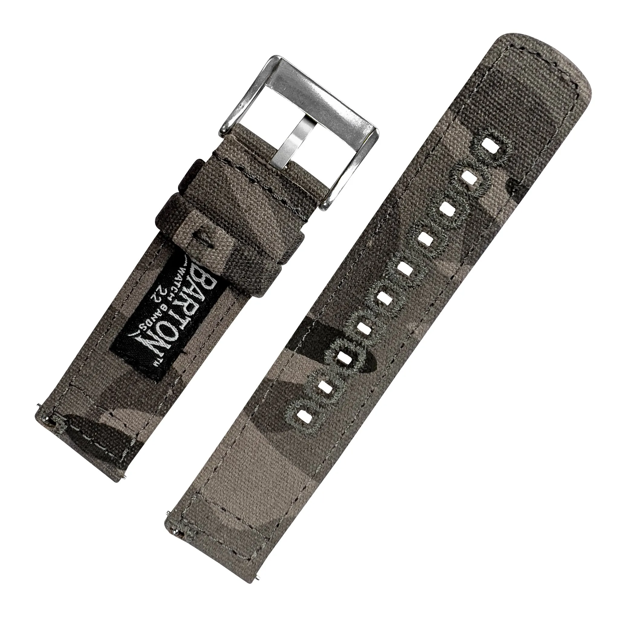 Grey Camouflage Crafted Canvas Watch Band - 20mm, 22mm, 24mm (SALE)