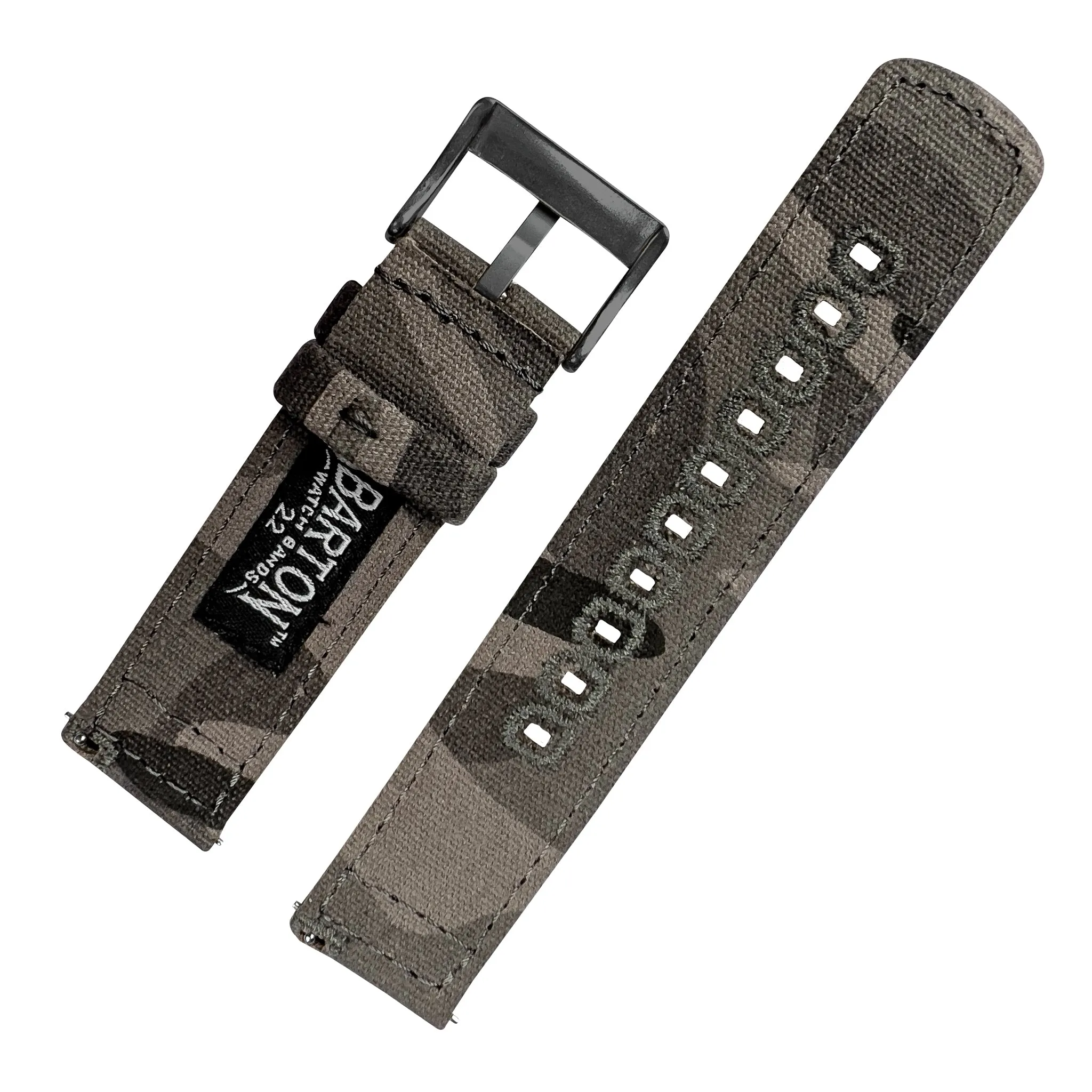 Grey Camouflage Crafted Canvas Watch Band - 20mm, 22mm, 24mm (SALE)