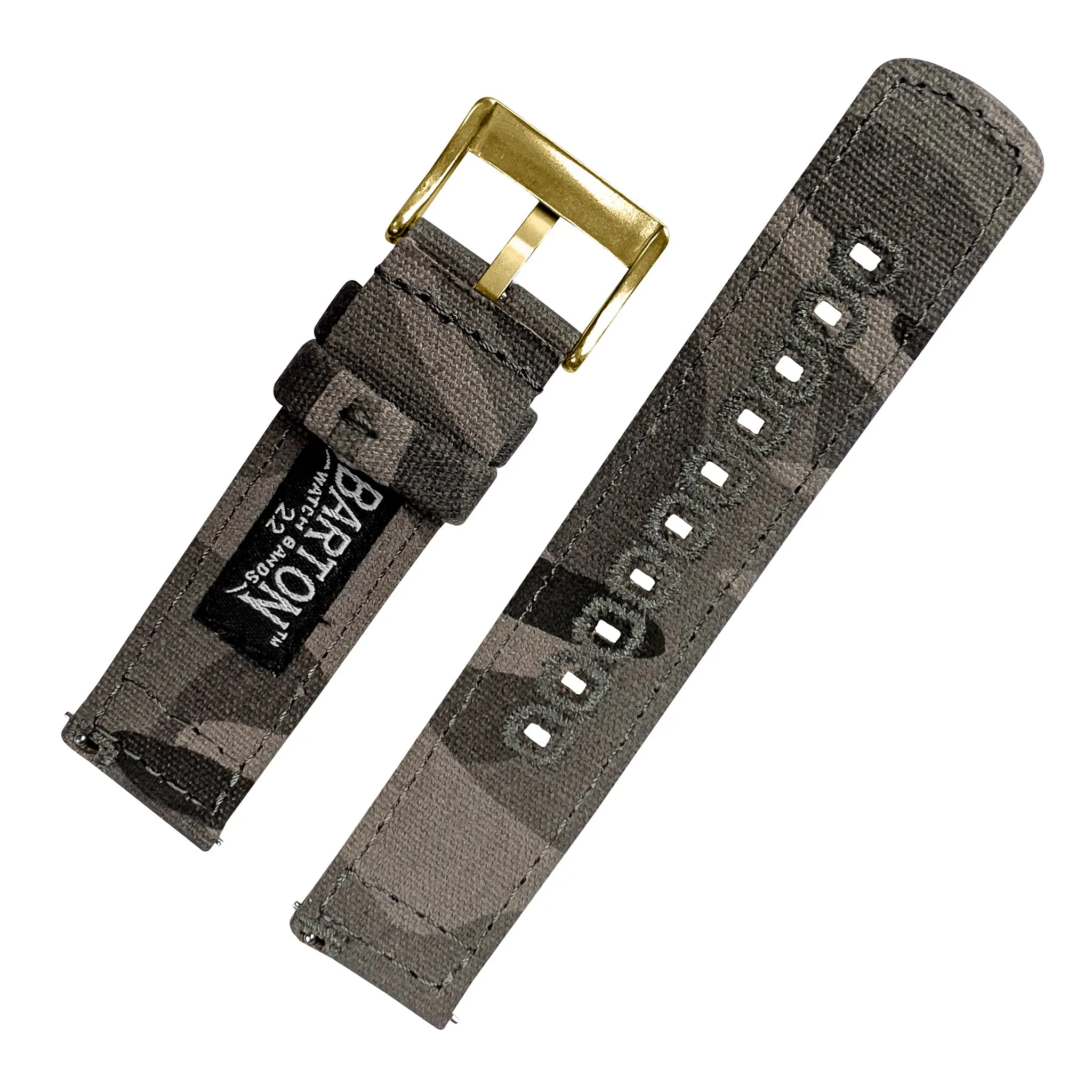 Grey Camouflage Crafted Canvas Watch Band - 20mm, 22mm, 24mm (SALE)