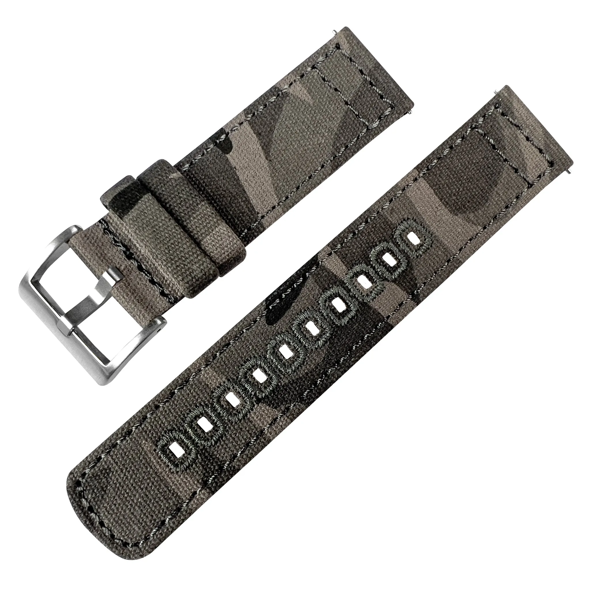 Grey Camouflage Crafted Canvas Watch Band - 20mm, 22mm, 24mm (SALE)