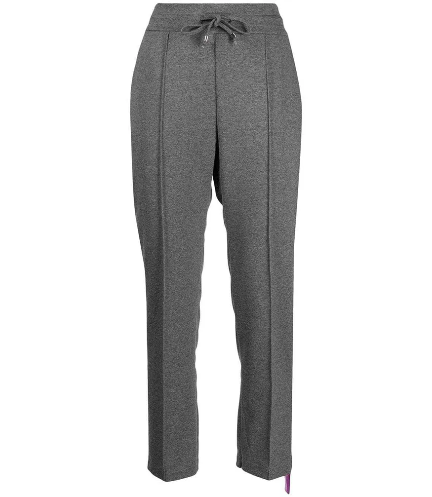 Grey Cotton Sweatpants With Laminated Band