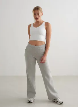 Grey Melange Wide Sweatpants