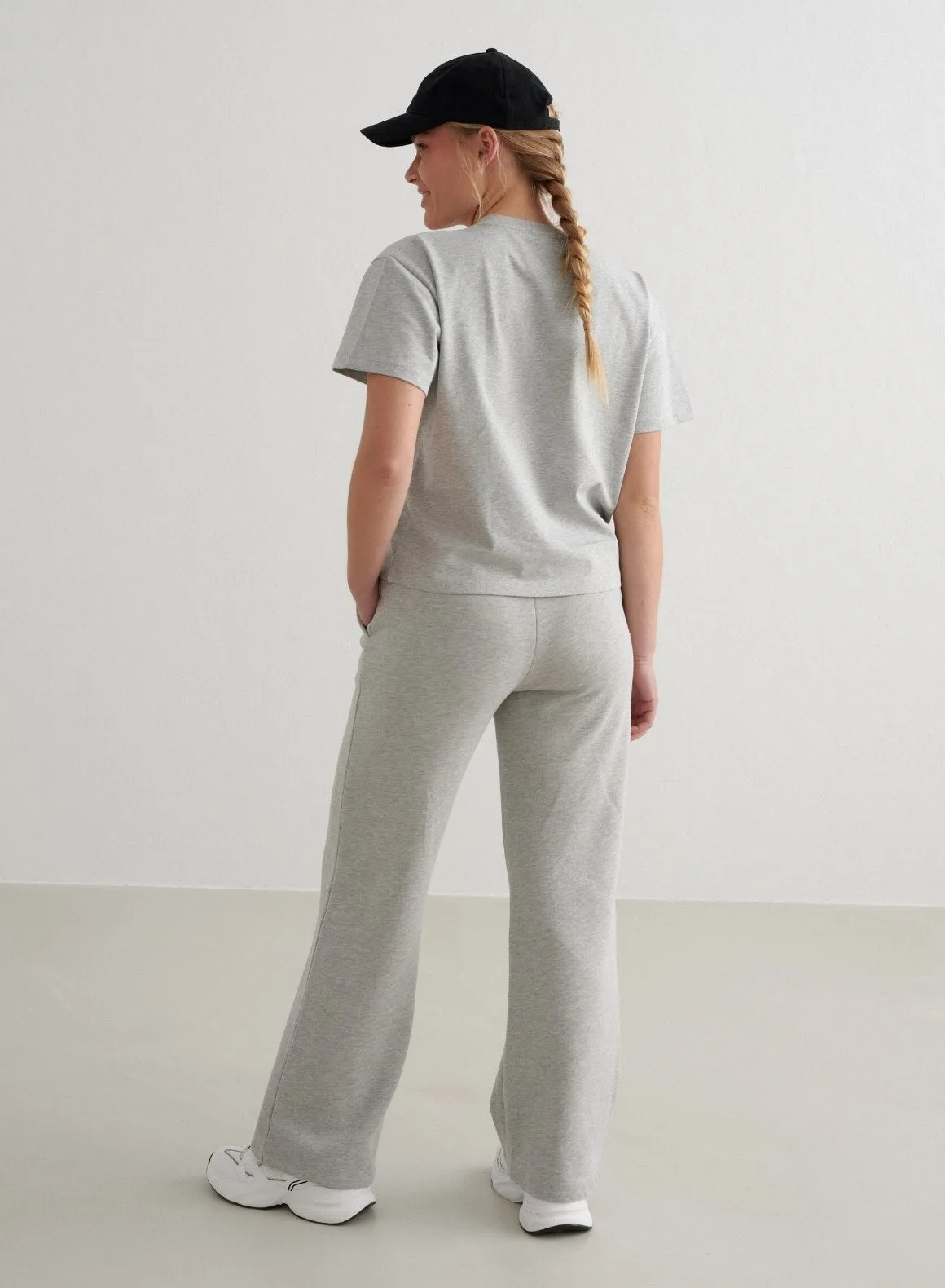 Grey Melange Wide Sweatpants