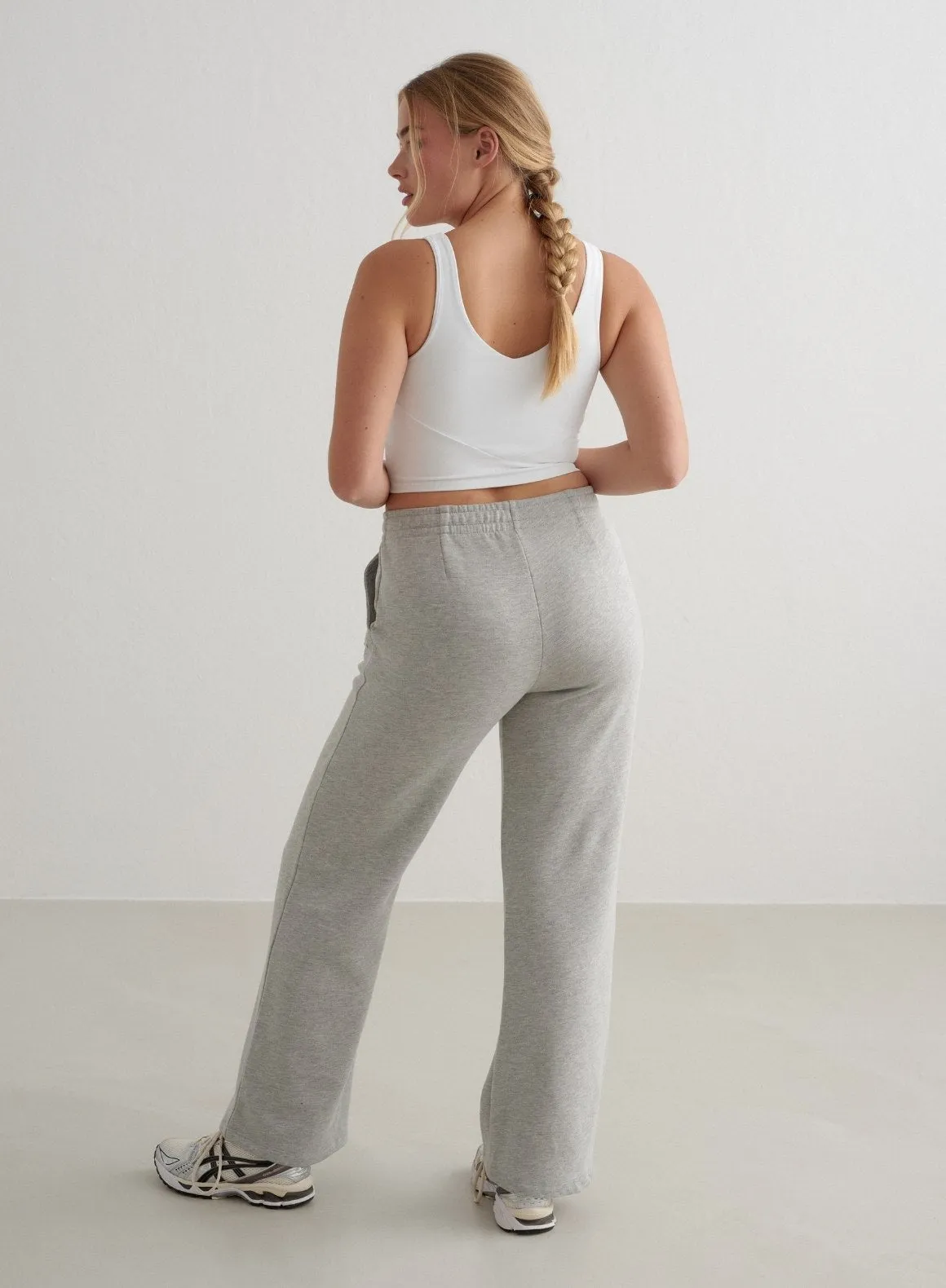 Grey Melange Wide Sweatpants