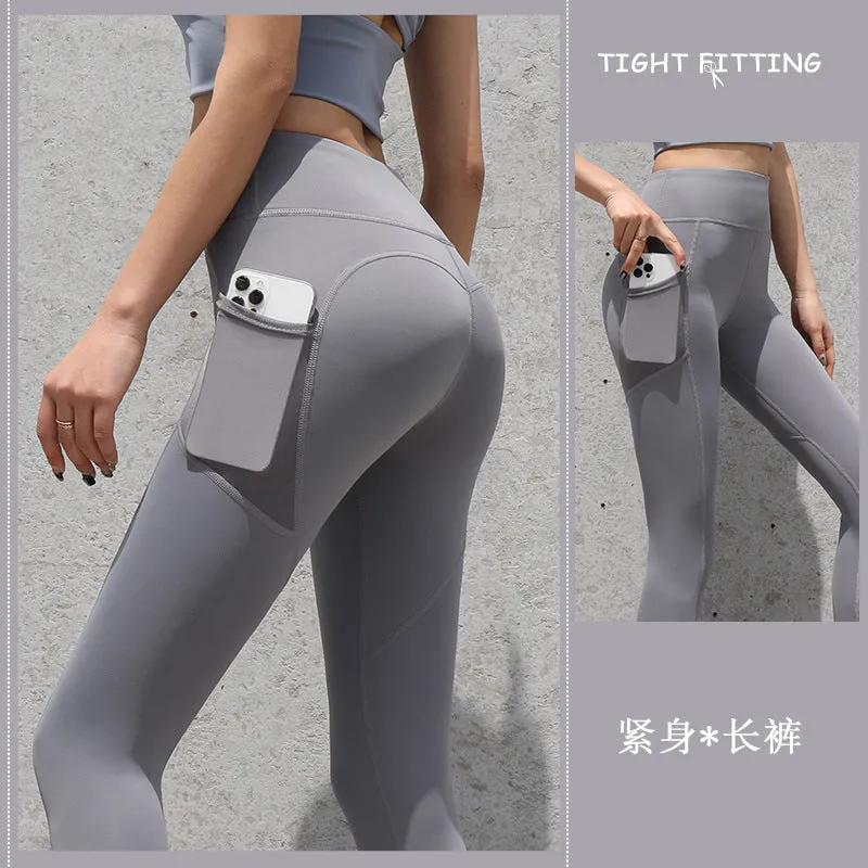 Gym Sport Seamless Leggings With Pockets, Push Up High Waist Pants  Fitness Running Yoga Pants