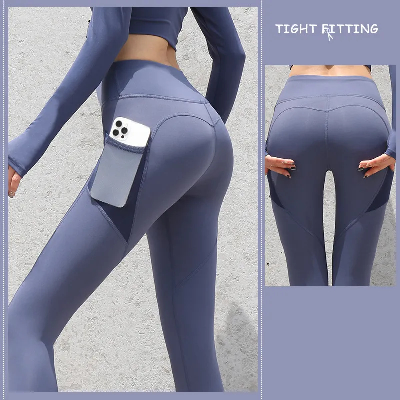 Gym Sport Seamless Leggings With Pockets, Push Up High Waist Pants  Fitness Running Yoga Pants