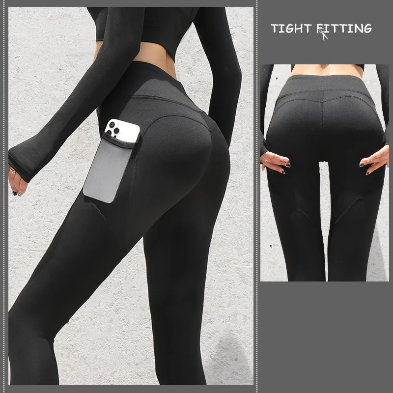 Gym Sport Seamless Leggings With Pockets, Push Up High Waist Pants  Fitness Running Yoga Pants