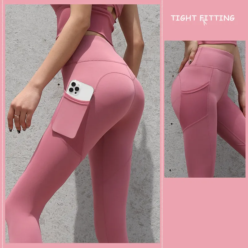 Gym Sport Seamless Leggings With Pockets, Push Up High Waist Pants  Fitness Running Yoga Pants