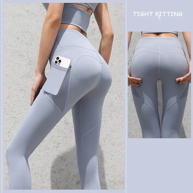 Gym Sport Seamless Leggings With Pockets, Push Up High Waist Pants  Fitness Running Yoga Pants