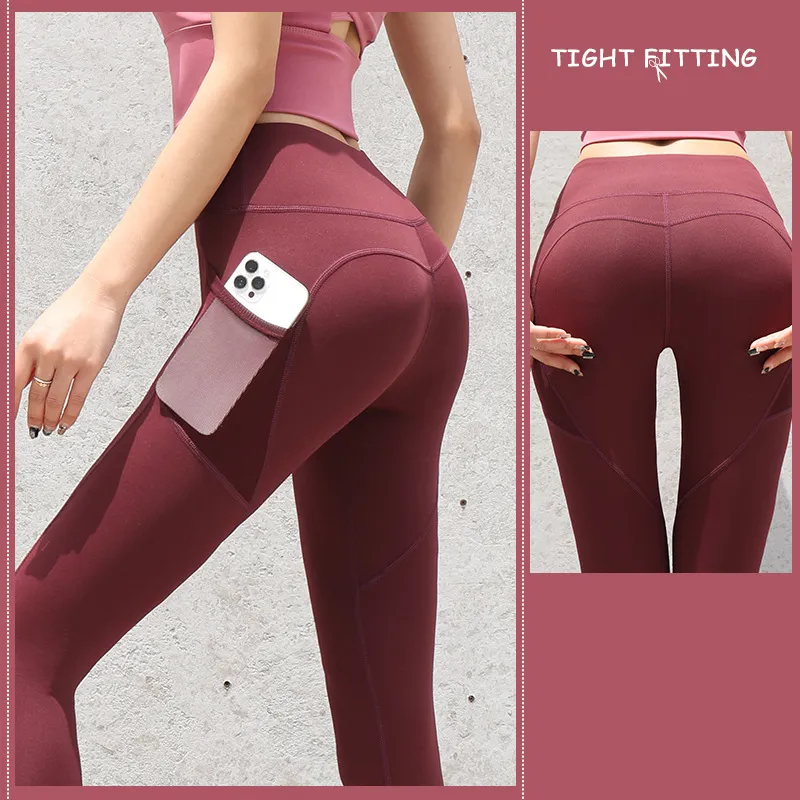 Gym Sport Seamless Leggings With Pockets, Push Up High Waist Pants  Fitness Running Yoga Pants