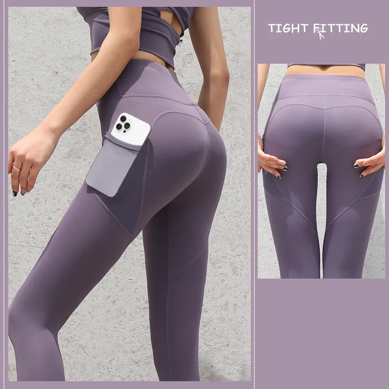 Gym Sport Seamless Leggings With Pockets, Push Up High Waist Pants  Fitness Running Yoga Pants