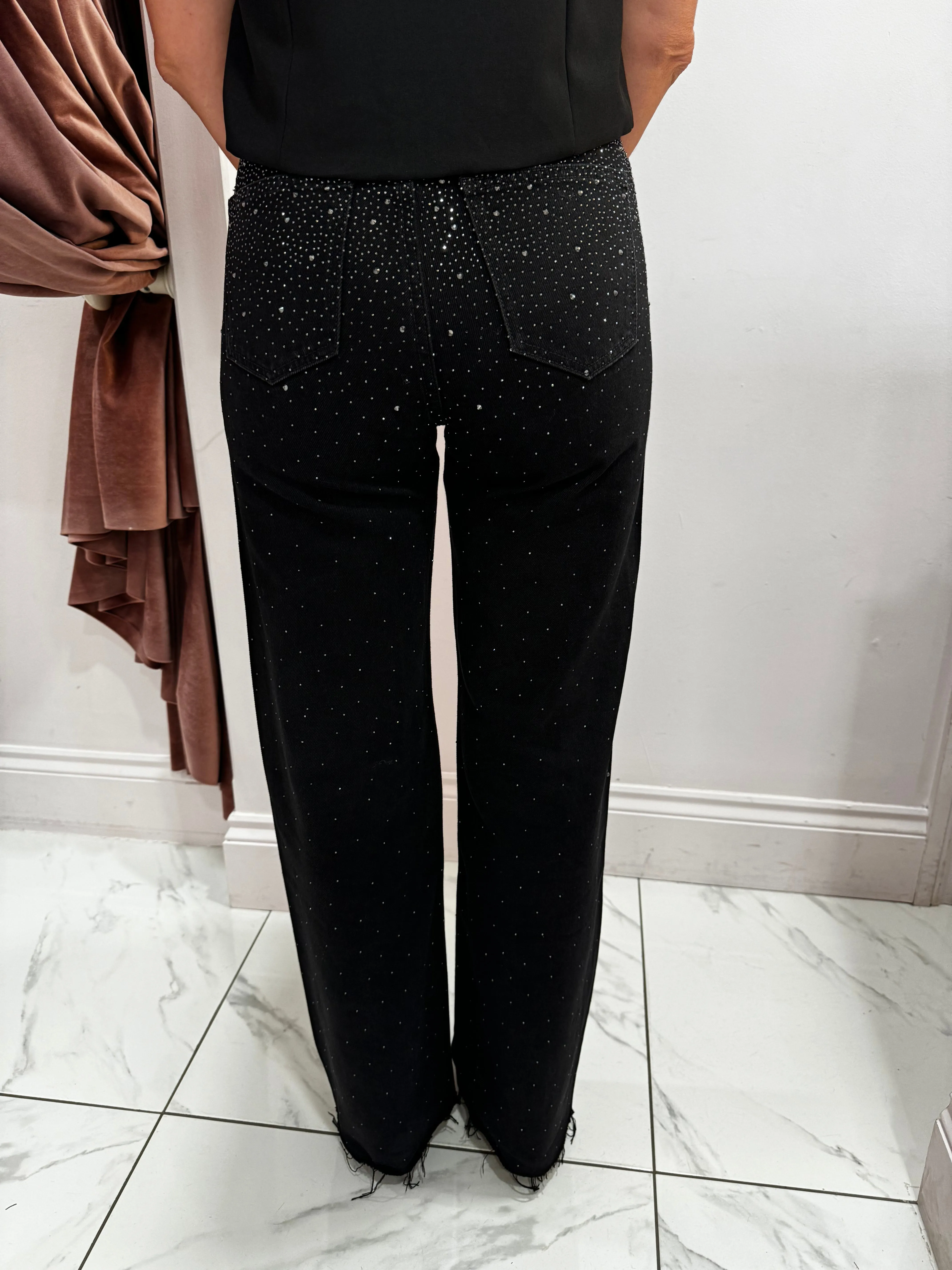 Halo Black Crystal Embellished Stretch Jeans