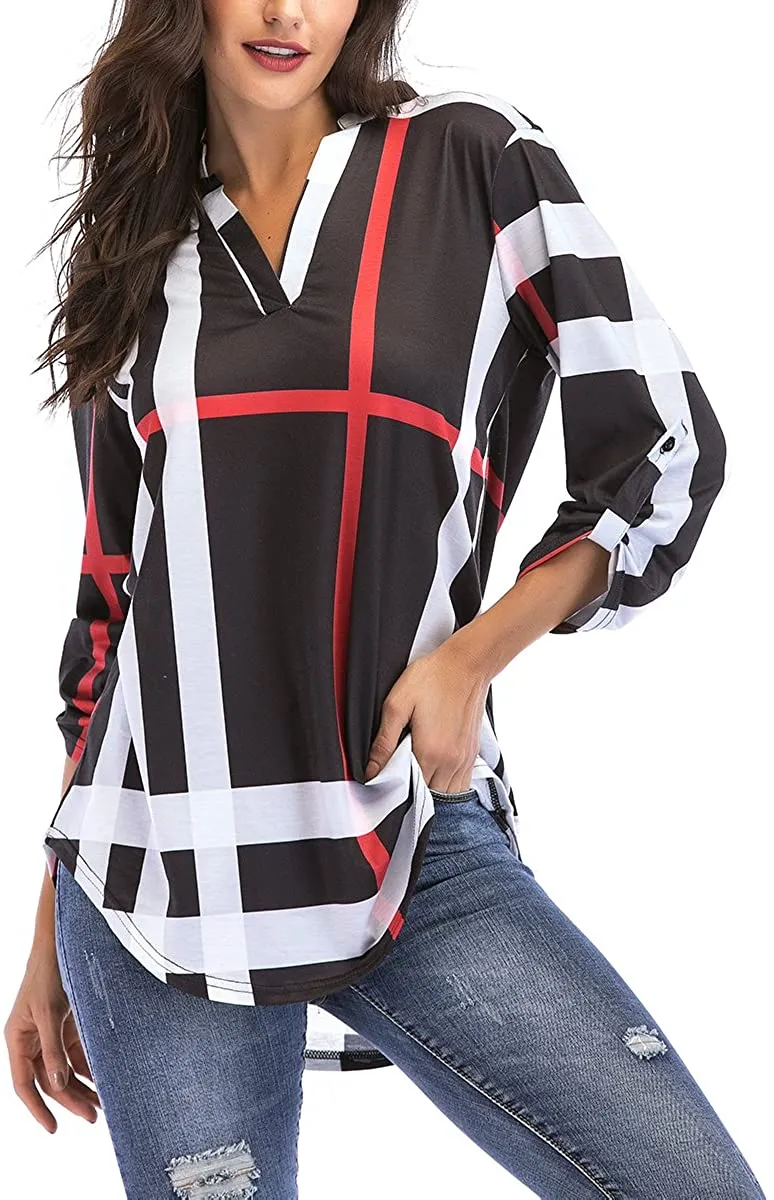 Haute Edition Women's 3/4 Sleeve Tunic Tops S-3X. Plus size available.