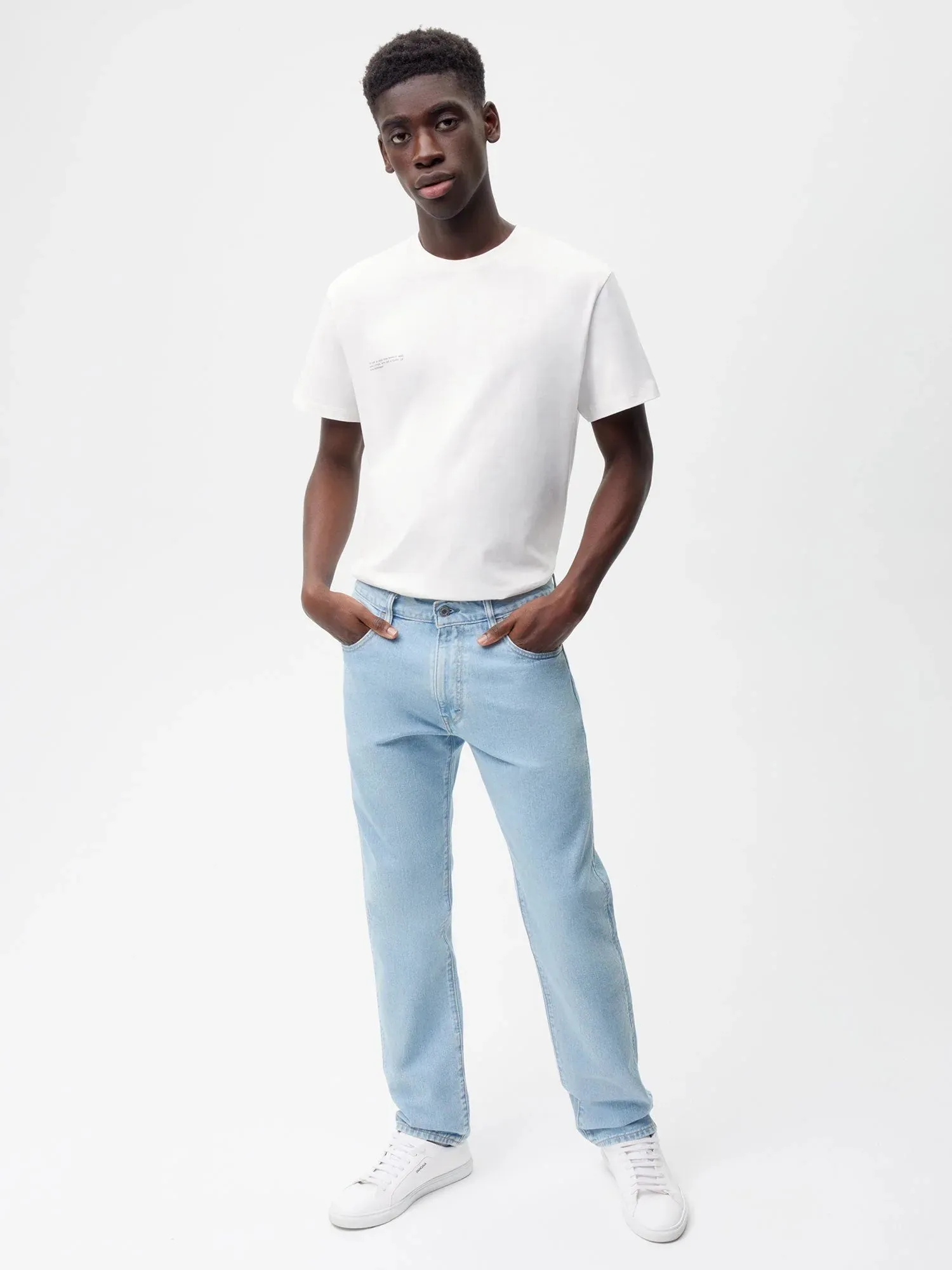 Hemp Denim Straight-Leg Jeans—light indigo wash