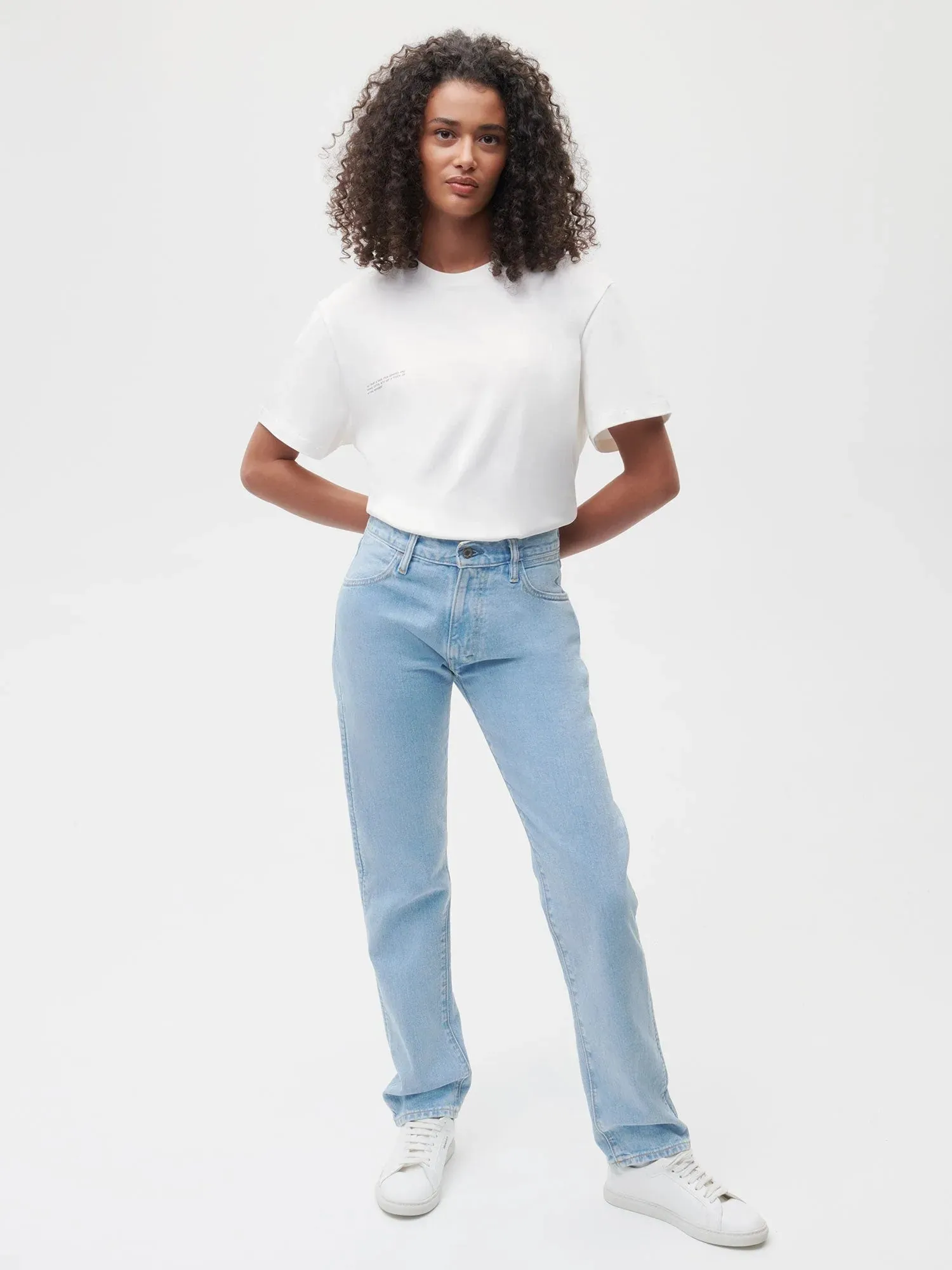 Hemp Denim Straight-Leg Jeans—light indigo wash