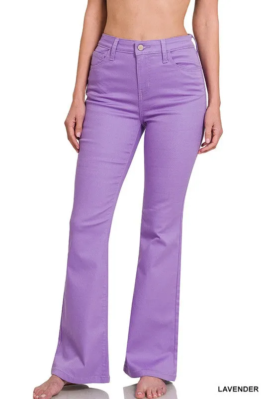 High Rise Bootcut Lavender Color Denim Pants