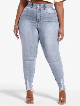 High Rise Destructed Curvy Fit Skinny Jeans