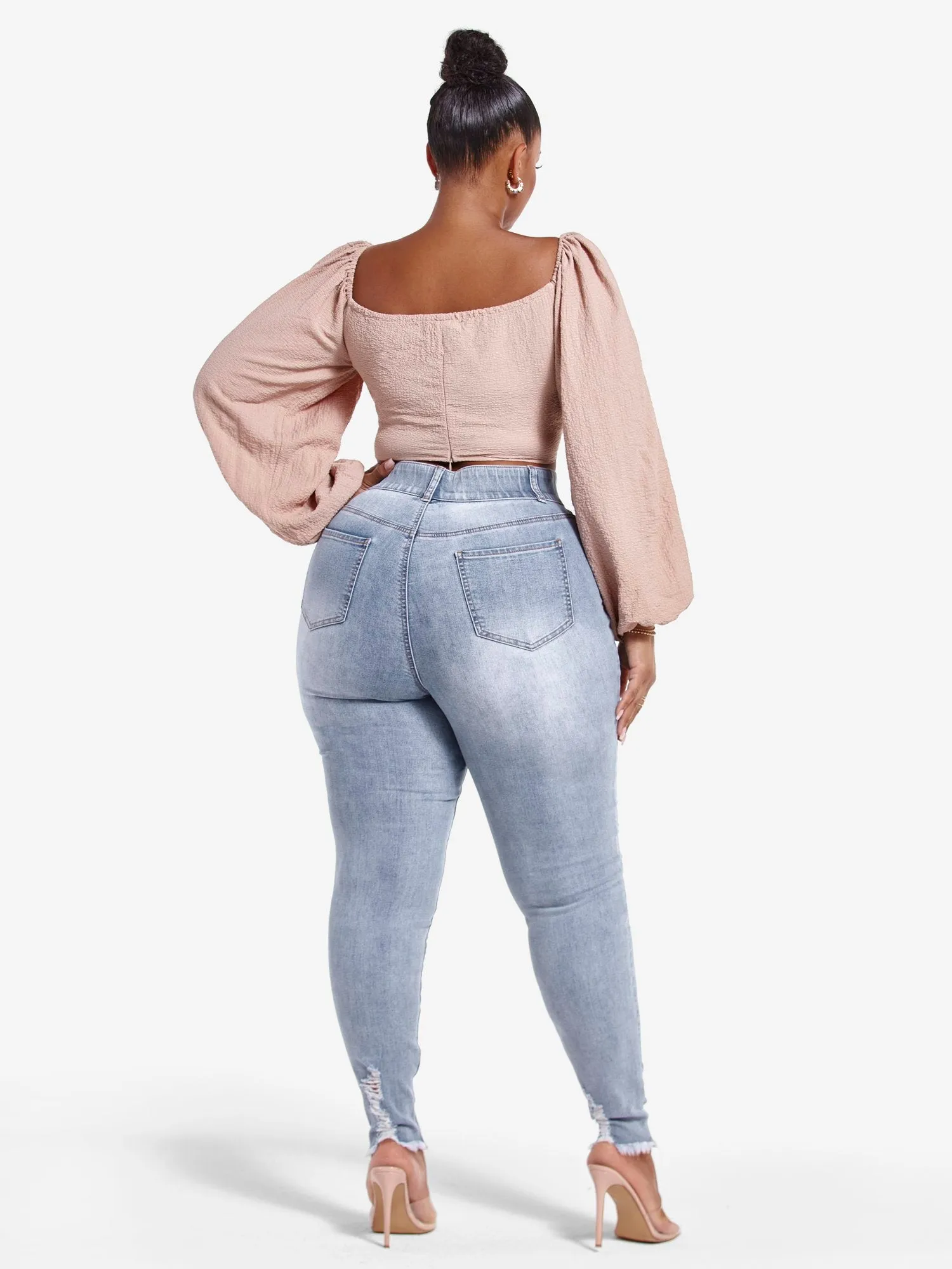 High Rise Destructed Curvy Fit Skinny Jeans