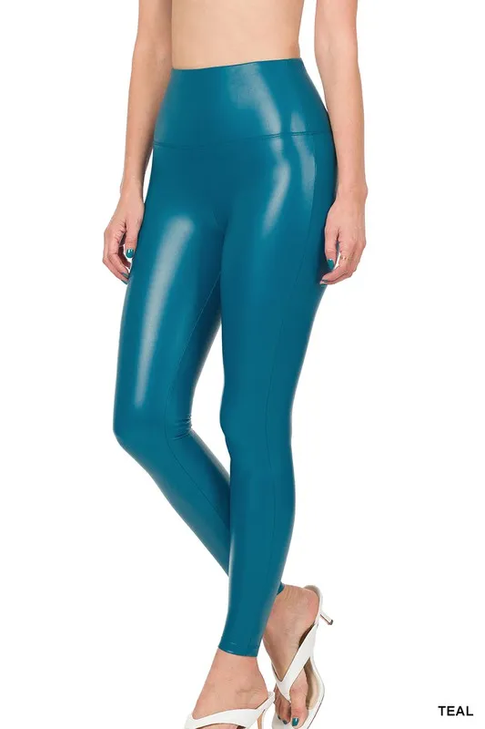 HIGH RISE FAUX LEATHER LEGGINGS