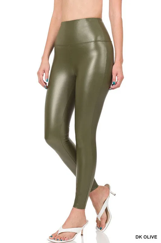 HIGH RISE FAUX LEATHER LEGGINGS