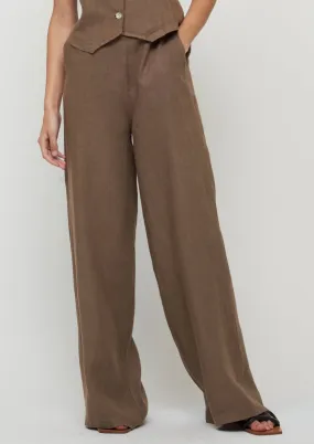 High waisted Linen Pant I Taupe