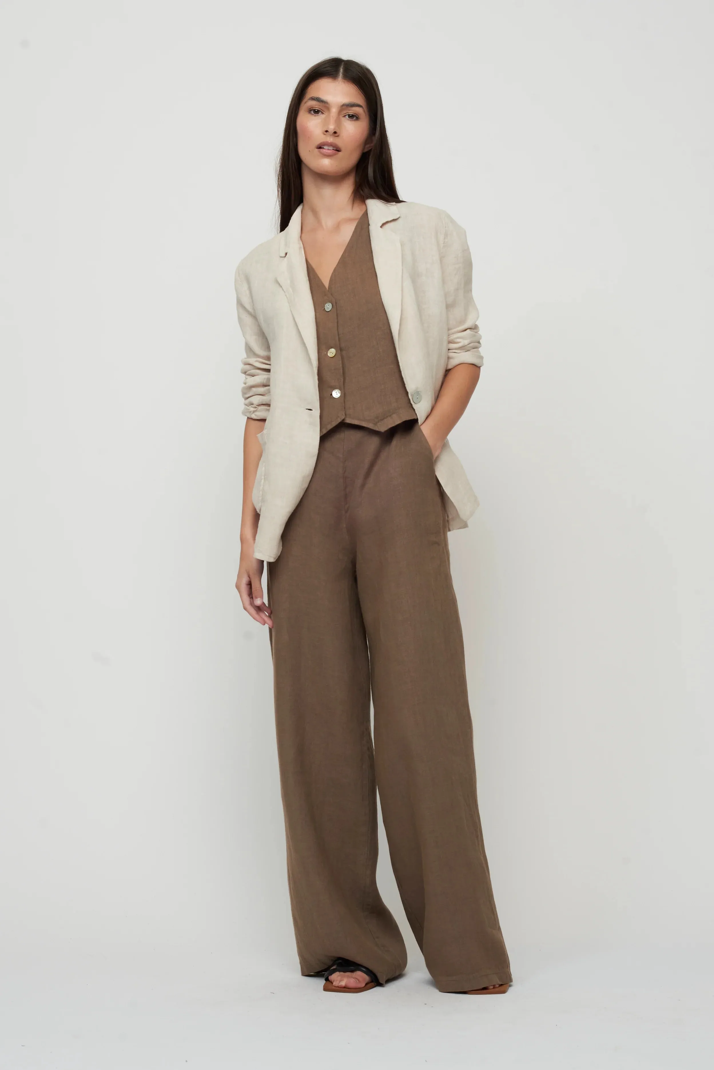 High waisted Linen Pant I Taupe