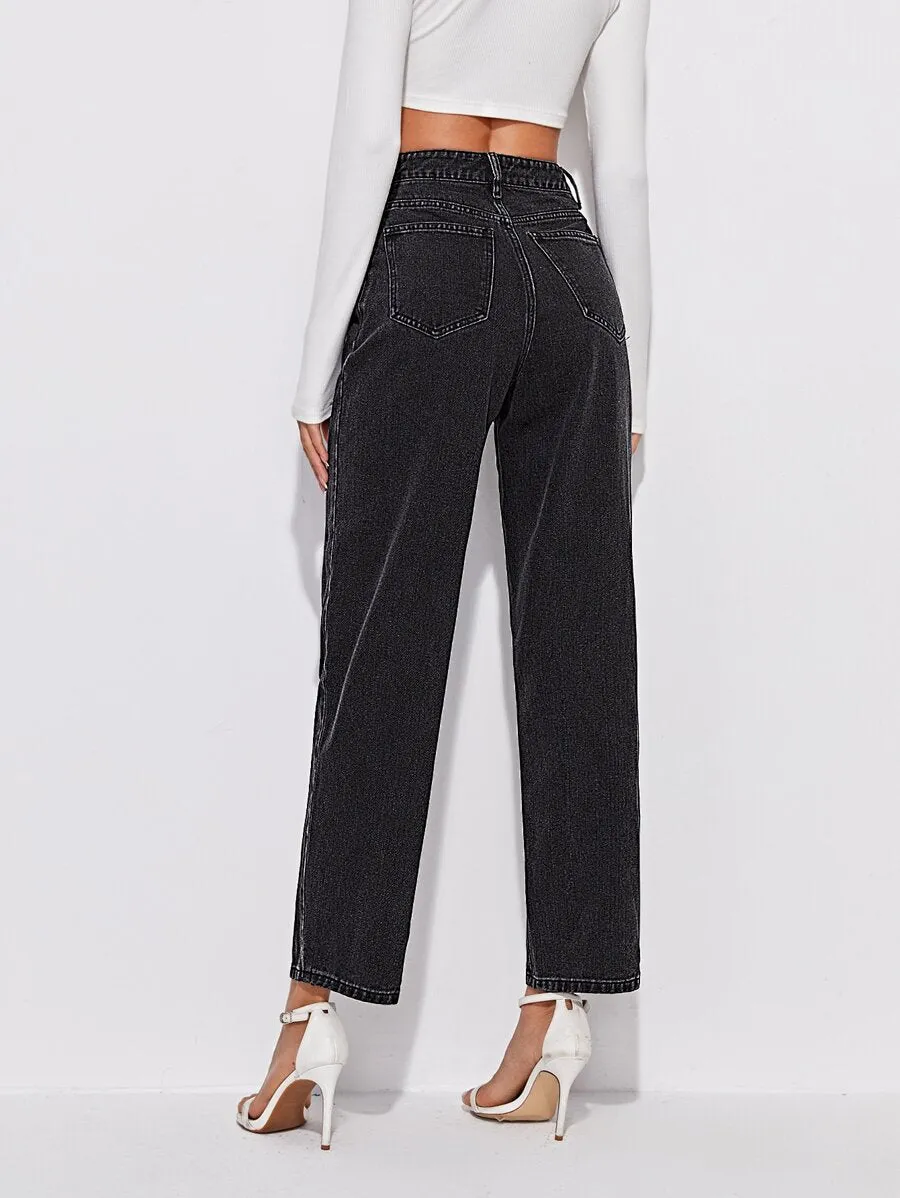 High-waisted Straight-leg Jeans